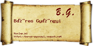 Béres Gyöngyi névjegykártya