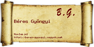 Béres Gyöngyi névjegykártya